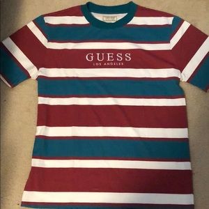 Guess striped tee t shirt Teal burgundy red blue